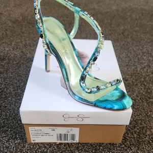 Jessica Simpson Green Satin Women's Heels